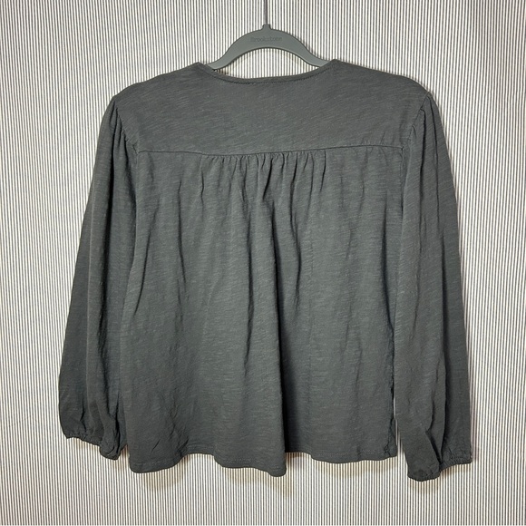 Lucky Brand Charcoal Blouse with Pink Embroidery - Picture 4 of 4